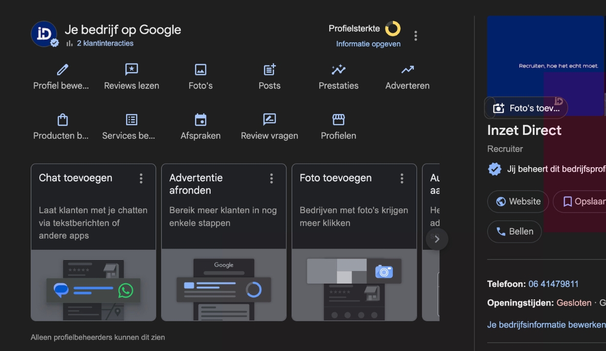 Onvolledig bedrijfsprofiel